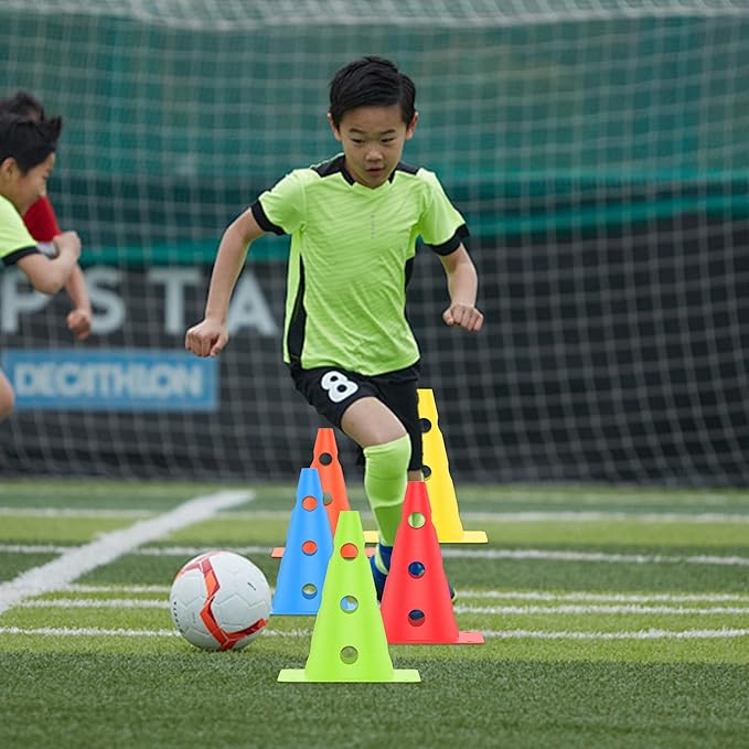 Football Training Cones Agility Soccer Cones, Indoor Outdoor and Festive Events Field Marker Agility Cones with 5 Adjustable Soccer Agility Training Poles