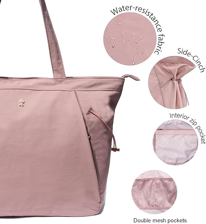 ESVAN Yoga Tote Bag for Women Shoulder Bags Drawstring for Office Workout Travel Carryall Pilates Gym and Beach