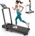 Folding Walking Pad with 15% Incline/RGB Light/Dual Screen Display, 3.5HP Treadmills for Home, Portable Walking Pad Treadmill with Handle Bar and 4 Adjustable Incline, 350lbs Capacity, Smart App