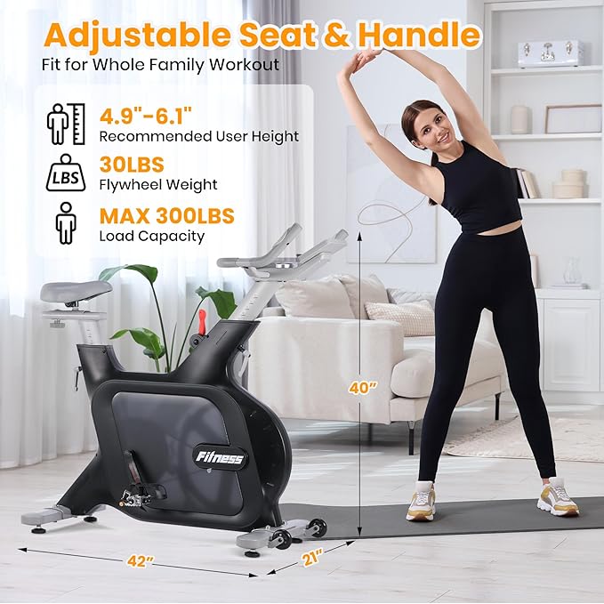 GarveeLife Exercise Bike, Stationary Bikes for Home with 32-Level Quiet Magnetic Resistance, Magnetic Stationary Bike with LED Display for 7 Types of Data, Including Pulse, Calories, and Distance Etc