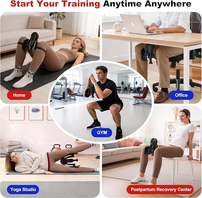 Thigh Trainer, 10-135LB Adjustable Resistance Inner Thigh Exerciser, Pelvic Floor Muscle Repair with Leg Strap, Workout Kegel Exercise Equipment for Shaping, Yoga, Weight Loss Home Gym