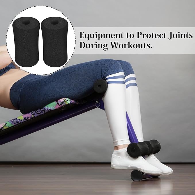 Foam Foot Pads Rollers,Gym Replacement Parts for Leg Pads Set- 4 Pcs Extension Weight Bench,Replacement Set of Rollers with Leg Extension for Weight Training Bench
