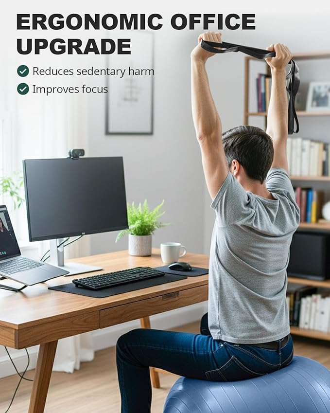 Trideer Exercise Ball Yoga Ball,Office Seating & Balance Ball Chair, Stability Ball for Pilates, Physical Therapy,Core Training & Balance Improvement & Stretching