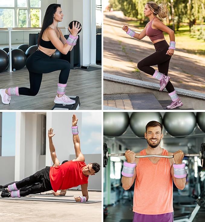 Ankle Weights A Pair of 1/2/3/4/6/8/10/12/20 LBS Wrist Leg Arm Weights for Women Men with Adjustable Straps, Strength weighted for Physical Therapy Running Walking Fitness Gym Workout