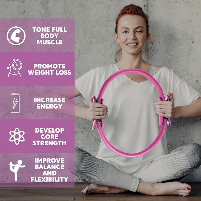 Syhood Pilates Ring 11. 81 Inch Pilates Circle Yoga Ring Magic Lightweight Flexible Workout Equipment for Fitness Physical Therapy Resistance Exercise Arms Legs