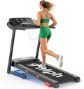 THERUN Incline Treadmill 18" LED Screen & 16.5‘’ Wide Belt, Running Treadmill 2 Layers Shock-Absorbing, Foldable for Indoor Fitness Workouts
