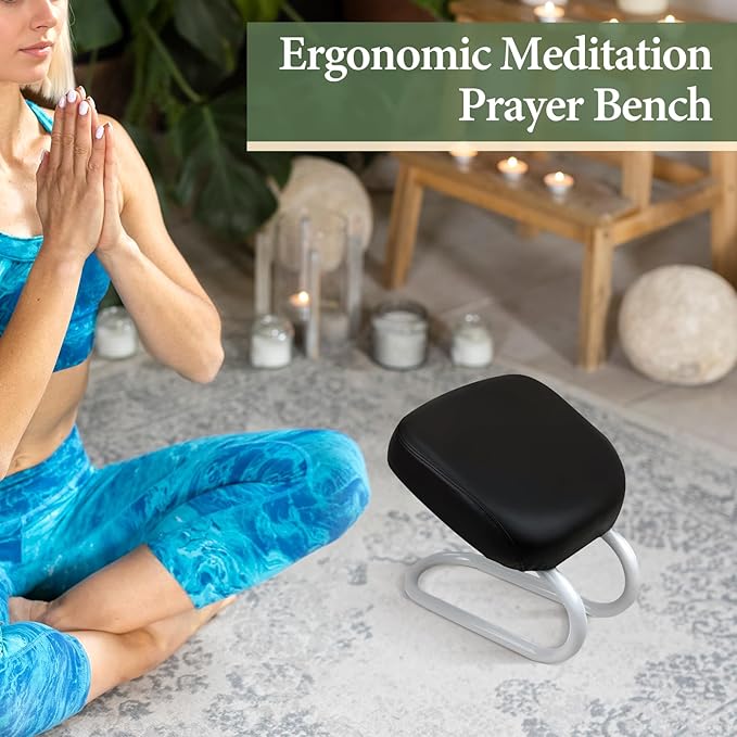 Kneeling Meditation Stool, Prayer Bench Adjustable Height, Portable Meditation Bench, for Studio Praying Prayer (Black C)