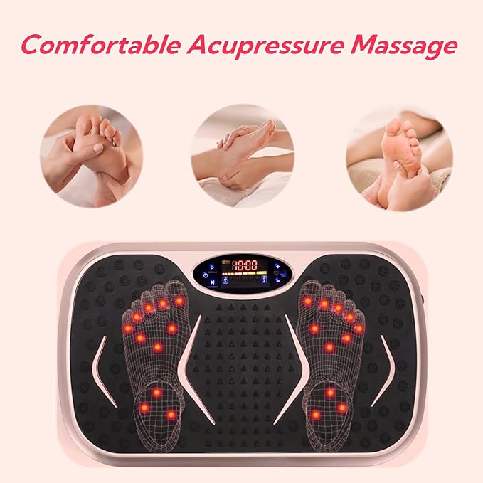 TLSUNNY Vibration Plate,3D Shake Board,Power Workout Platform,Full Body Shaping,Weight-Loss Exercise Machine for Lymphatic Drainage,W/2 Resistance Bands, Acupressure Foot Pedal&Remote Control