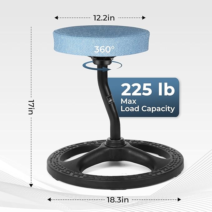 ADHD Chair for Kids, Yoga Chairs for Adults, Wobble Stool Active Flexible Seating Desk Chair with Non-Slip Base and Washable Seat Cover for Stability, Balance, Yoga, Office, School, Classroom