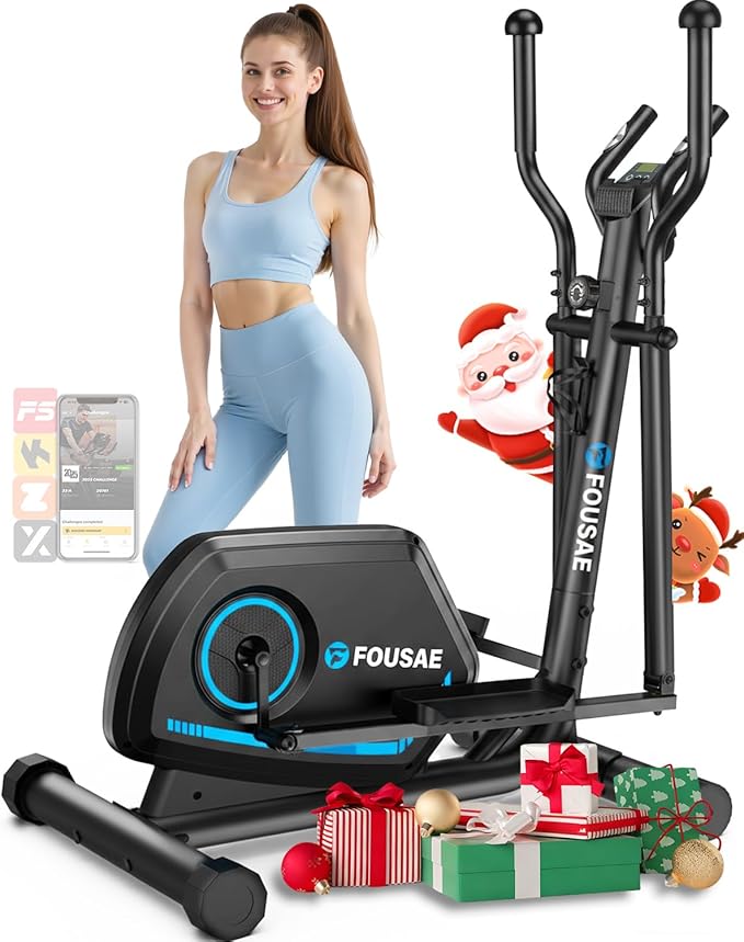 Elliptical Exercise Machine for Home, 16-Level Magnetic Resistance Elliptical Trainer with Hyper-Quiet Drive, 15.5IN AStride, LCD Monitor & App Support, 350LBS Weight Capacity