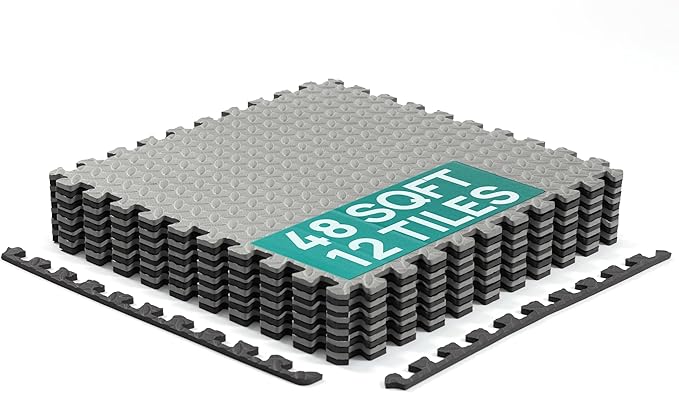 Yes4All 24SQFT-120SQFT Puzzle Exercise Mat for Home Gym, EVA Interlocking Foam Floor Tiles with Border for Workout Equipment
