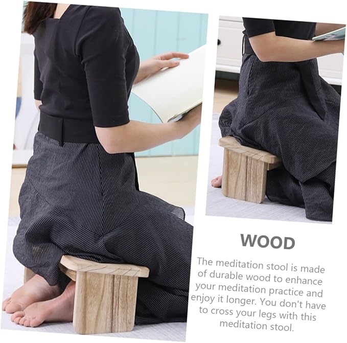 POPETPOP Portable Zen Stool Wooden Meditation Bench Non-Slip Design Suitable for Household Stool