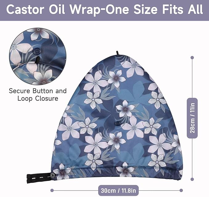 Castor Oil Pack Wrap Overnight Hair Wrap for Sleep Reusable Hair Cap Cover (Oil Not Included)