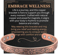 Copper Bracelet for Men and Women, Strength Mens Magnetic Copper Bracelets with 3,800 Gauss Magnets, 99.99% Pure Solid Copper, Handmade Copper Jewelry Gift