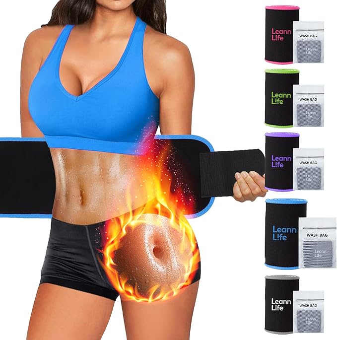 Waist Trimmer Belt – One Size 52″ Fits All Women & Men, Premium Neoprene Sweat Waist Trainer for Workout & Fitness