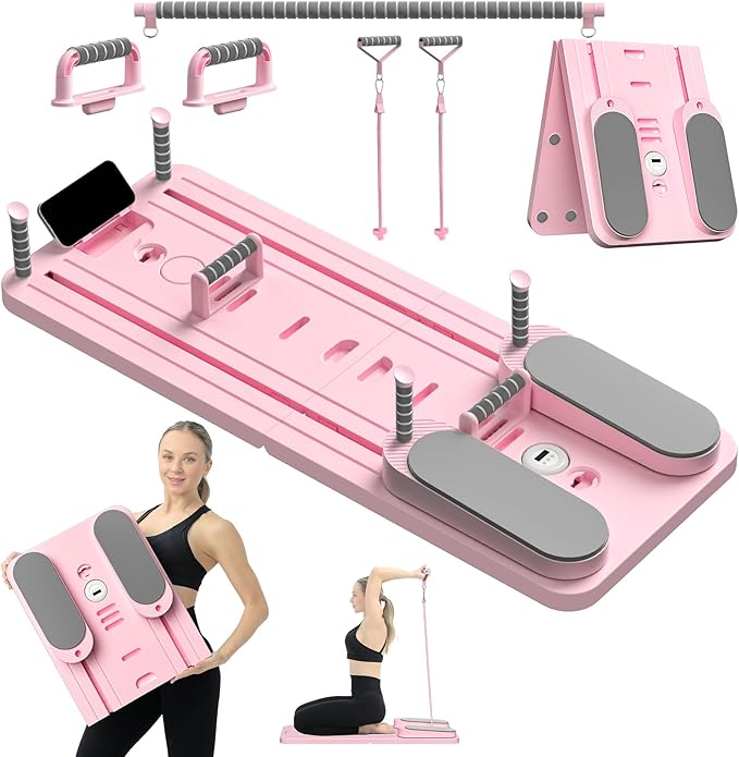 Pilates Board - Pilates Reformer Set, Multi-Purpose Foldable Pilates Reformer Board for Home,11 in 1 Pilates Equipment