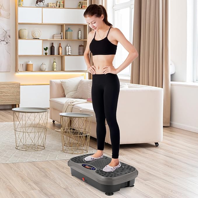 Arlopu 3D Vibration Plate Exercise Machine, Full Body Workout Vibration Platform for Weight Loss & Lymphatic Drainage, Shake Fitness Platform with Loop Bands for Women Men