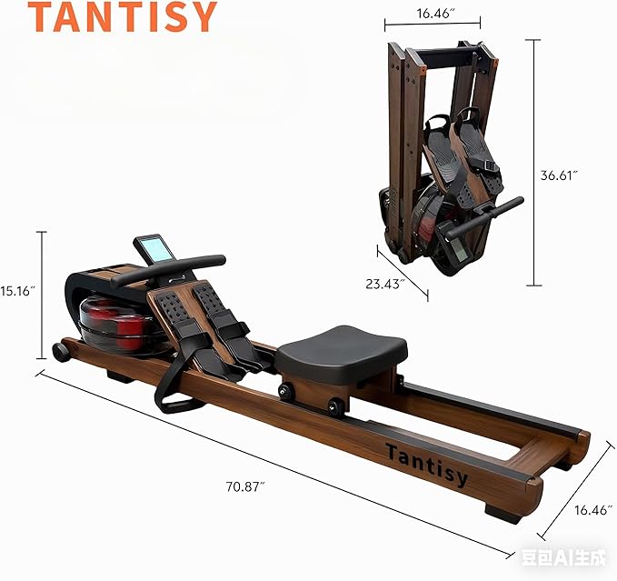 Foldable Rowing Machines for Home with Adjustable Large Water Tank & Comfortable Seat for Real Experience Immersive Water Rower, APP Link,Joint 0 Impact 330LBS Weight Capacity;
