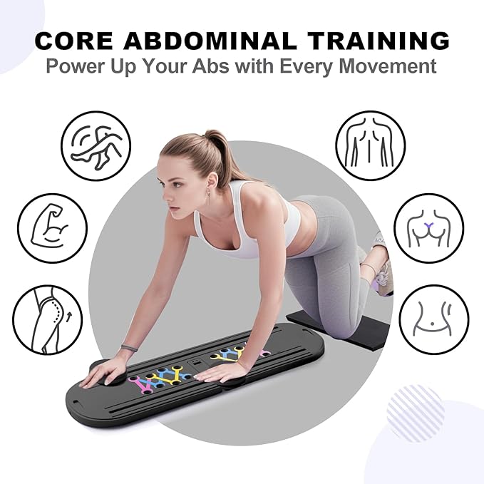 6 in1 Pilates Board, Multi-Purpose Pilates Reformer Set, Foldable Abdominal Board, Pilates Reformer Board for Home, Workout Equipment, Abs Workout Equipment, Core Workout Equipment