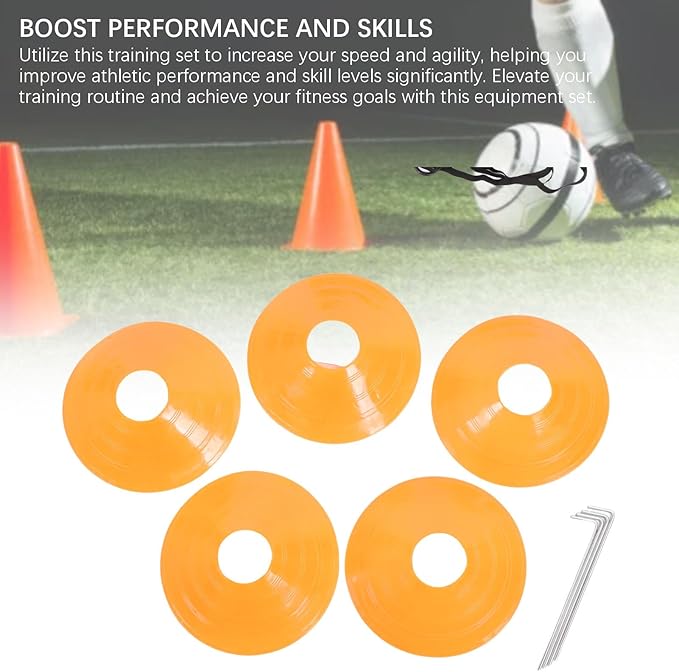 Agilitys Ladder Speed Training Set, Football Soccer Training Equipment with Soccer Cones Running Umbrella Ground Stakes for Teens Adults Athletes