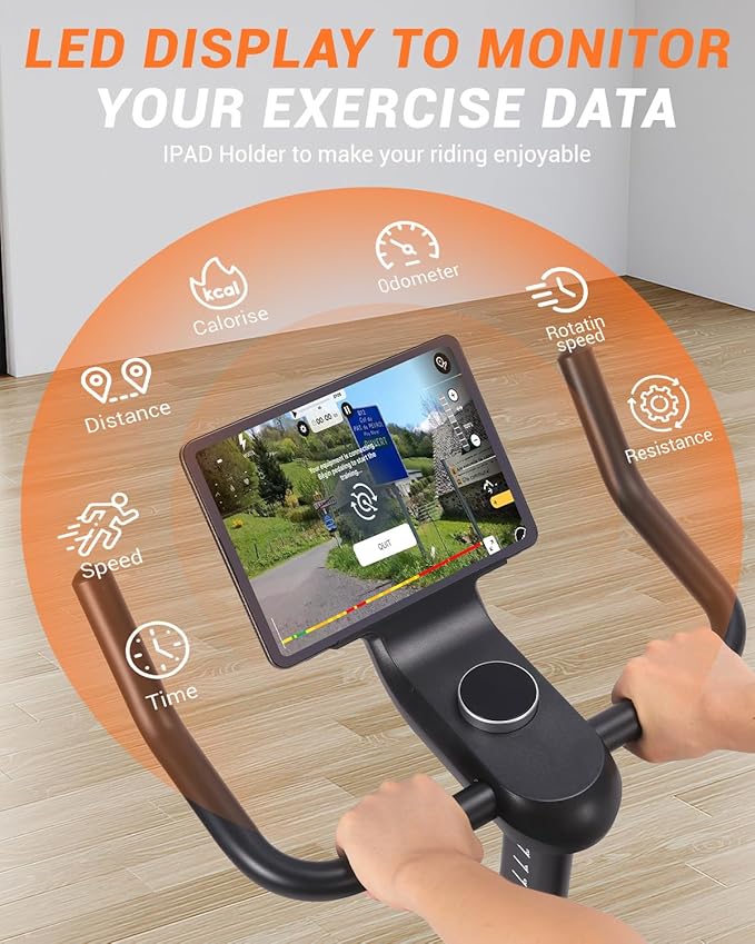 Stationary Bikes for Home, Electromagnetic Control Exercise Bike, 32-Level Resistance, Low Noise with App, LED Display & 300 Lbs Capacity, Workout Bike for Cardio, Weight Loss