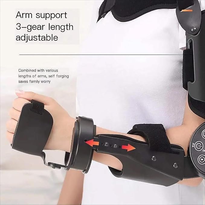 Elbow Joint Recovery Device, Stroke Rehabilitation arm Elbow Protector, Hemiplegia Robot Training Device, hinged Elbow Support arm Exerciser with Remote Control and Intelligent Timing(Left)