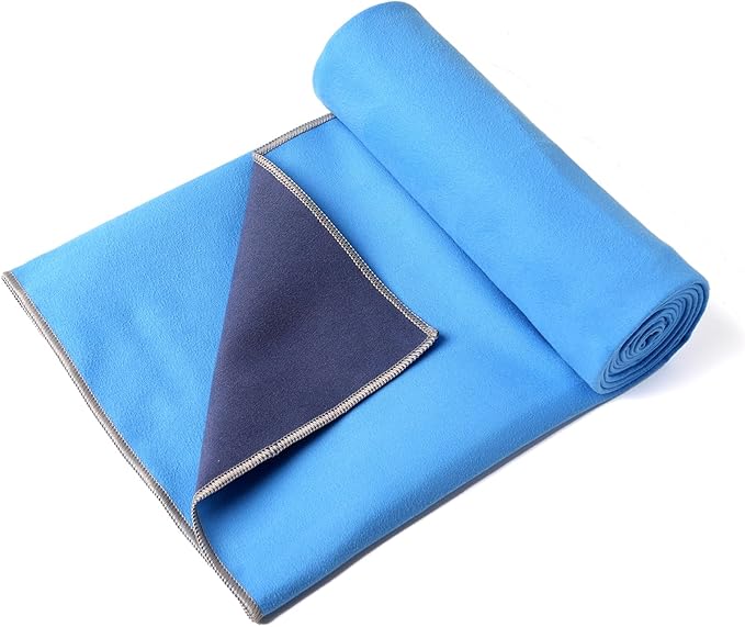Eunzel 2 Pack Hot Yoga Towel, Reversible Two-Tone Non-Slip Yoga Mat Towel, Sweat Absorbent for Hot Yoga, Pilates and Workout, 72" x 26.5", Navy& Blue/Army Green& Pink
