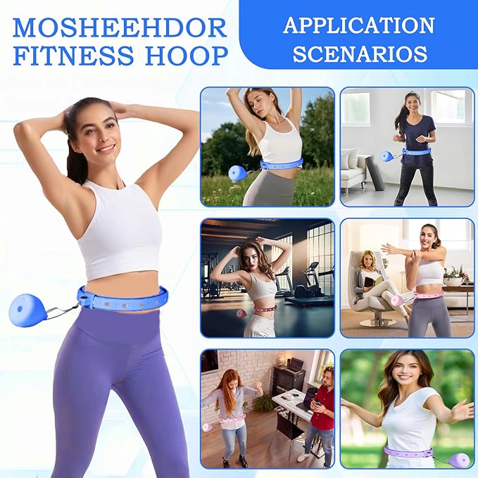 2025 New Silent Smart Weighted Fitness Circle, Weighted Circle for Adults Weight Loss,18 Detachable Links Waist 30"- 50", Exercise Circle for Women & Men
