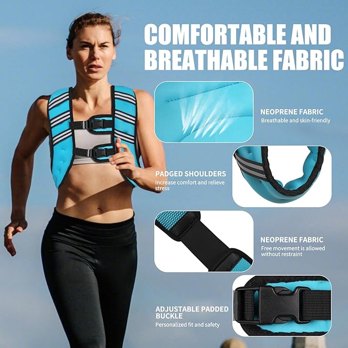 Weighted Vest for Women Men, 6lb/8lb/12lb/16lb/20lb/25lb/30lb Adjustable Weight Vest with Reflective Stripes for Workout, Strength Training, Running, Fitness, Muscle Building, Weight Loss, Rucking Vest With Phone Pouch