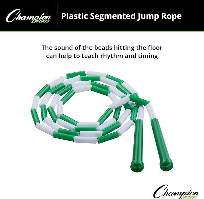 Champion Sports Plastic Segmented Jump Ropes – 7 to 16 ft Lengths – Fun, Durable Ropes for All Ages, Available in Multiple Color Options, Great for Cardiovascular Fitness & Rhythm