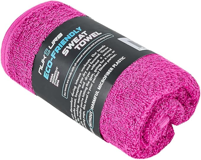 NUKURA 12” x 40” Gym Sweat Towel, 450 GSM, 100% Cotton, High Absorbency, Extra Soft & Quick Dry Workout, Yoga & Fitness Towel – Pink