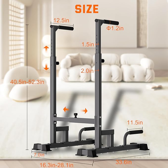 Dip Bar Attachment for 2"x2" Squat Rack, Heavy Duty Power Rack Attachment with 5/8" or 1" Hole