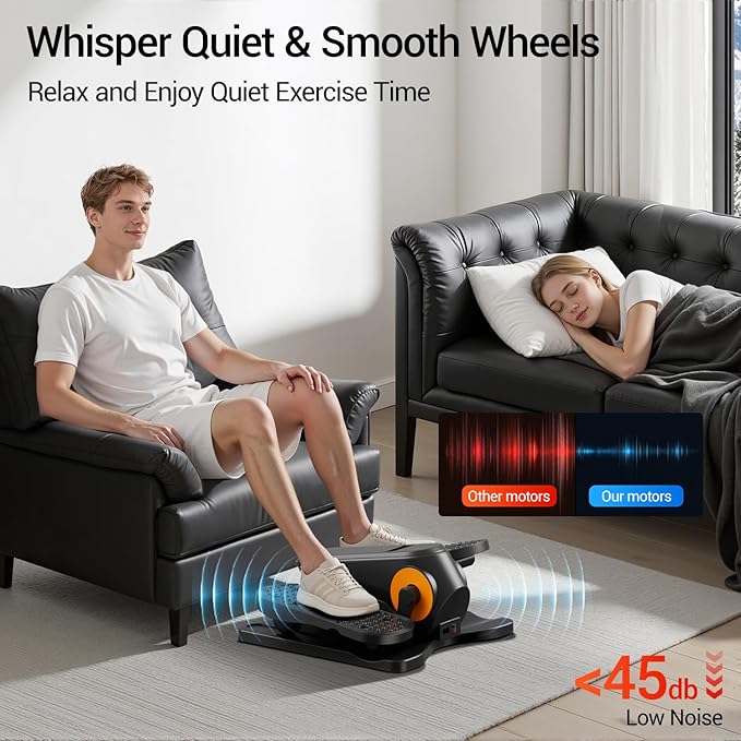 Under Desk Elliptical Machine, Electric Seated Pedal Exerciser, Mini Elliptical Leg Exerciser with Remoter, 12 Level Speeds, Forward & Reverse Direction, Manual & Auto Mode for Home Office