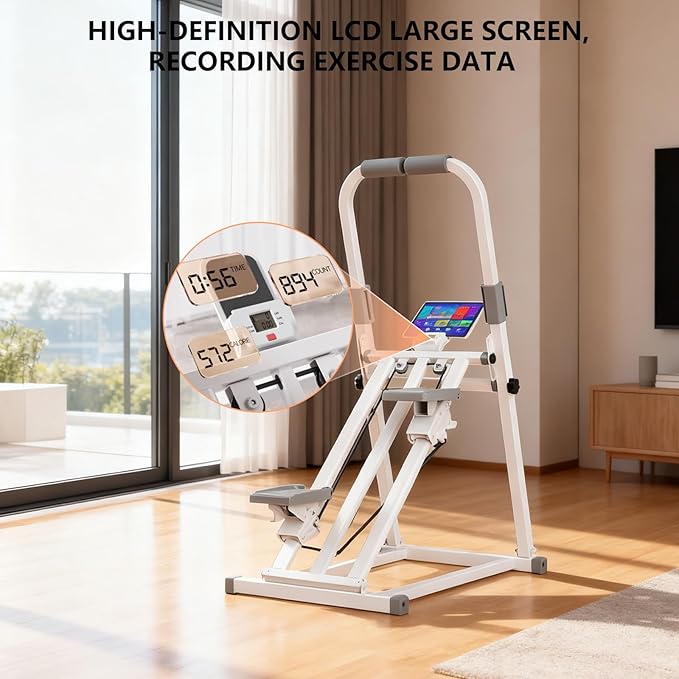 Steppers for Exercise at Home,Step Fitness Foldable Stair Stepper with Handlebar, Adjustable Resistance,Timer & Phone Holder,Quiet Climber Cardio Equipment,440lb Capacity for Home Gym