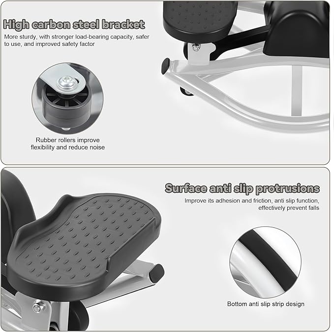 Rock Stepper Side to Side Lateral Rocking Fitness Stepper, Low-Impact Stair Step Workout Machine with Resistance Bands & LCD Monitor for Home Gym, 15 Minutes for Full Body Workout