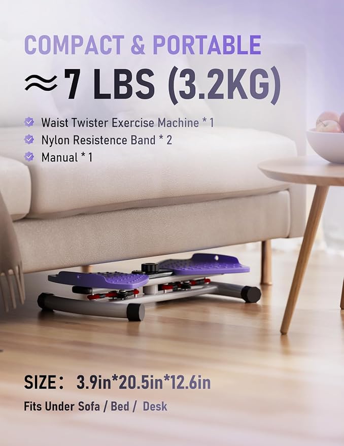 Waist Twister Machine Exercise, Ab Twist Board with Smart LED Digital Counter, Supports 300 lbs, Noiseless, Anti-Slip, Compact Portable for Home Gym Workout Equipment