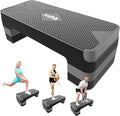 Adjustable Aerobic Exercise Step- Workout Step Platform, 26.5" Step Deck with 4", 6", 8" Height Risers, Women's Home Gym Fitness