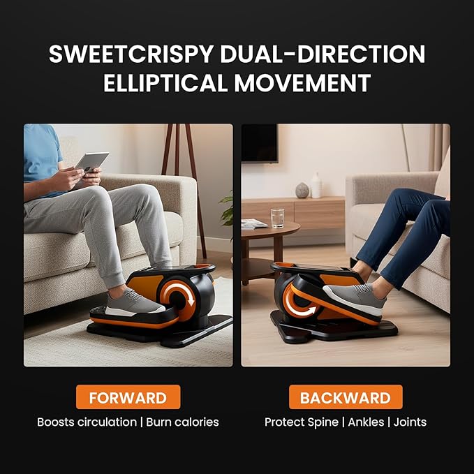 Sweetcrispy Compact Under-Desk Elliptical – Quiet Mini Pedal Exerciser with Adjustable Speed and LED Display, Portable Workout Equipment for Home or Office