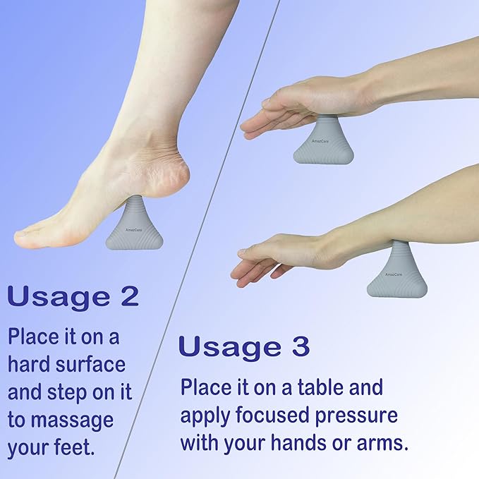 Trigger Point Massage Ball, Manual Massager Tool for Muscle Knot Deep Tissue Relief Myofascial Release Physical Therapy Hip Flexor Iliacus Psoas Hand Foot Back. 2.8×2.9” (Gray)