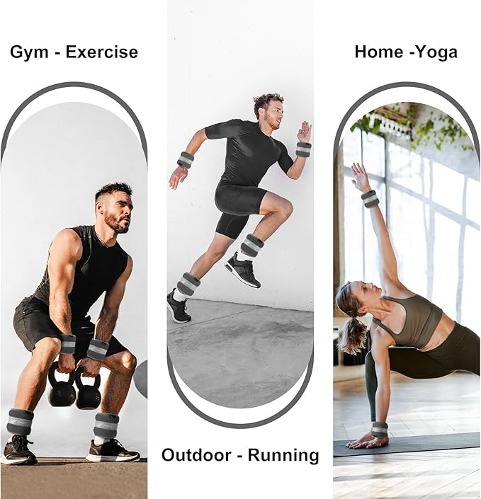 Ankle Weights A Pair of 1/2/3/4/6/8/10/12/20 LBS Wrist Leg Arm Weights for Women Men with Adjustable Straps, Strength weighted for Physical Therapy Running Walking Fitness Gym Workout