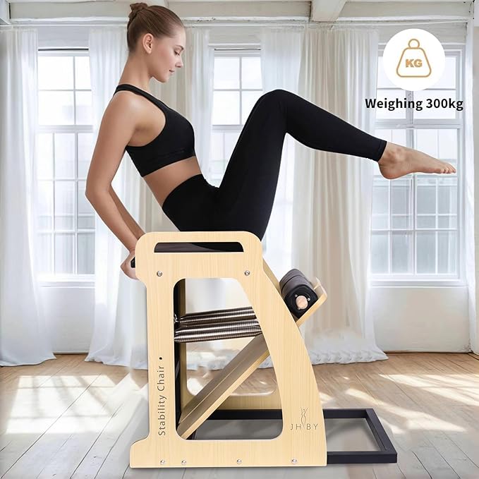 Pilates Chair, Pilates Chair for Home Workouts, Sturdy Metal Frame, Pilates Stability Chair, Yoga Fitness Trainer, Pilates Reformer Machine (Black)