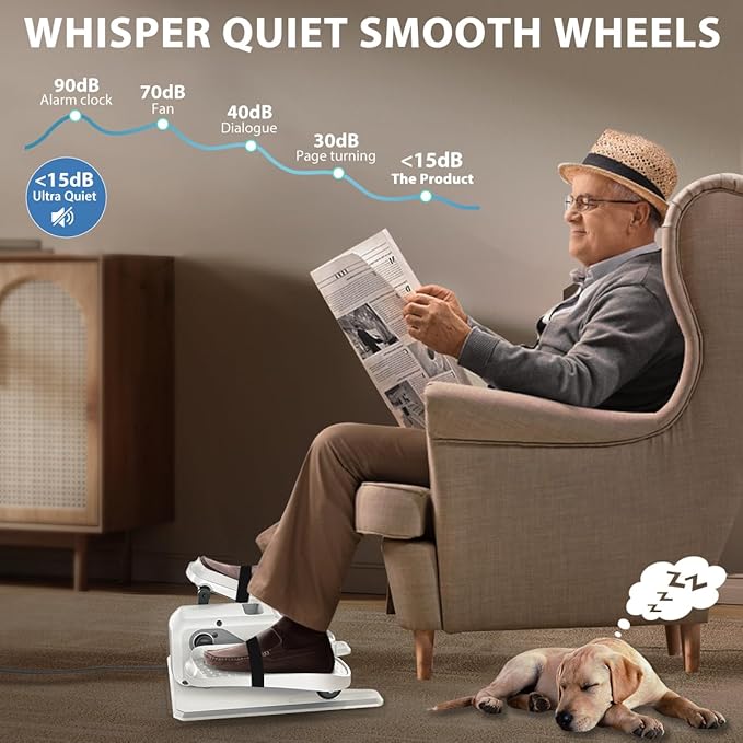 Under Desk Elliptical Machine, Electric Elliptical as Seen on TV for Seniors Adults with 15 Adjustable Speed, Quiet & Portable Electric Seated Pedal Exerciser with Remote Control & 5 Auto Mode