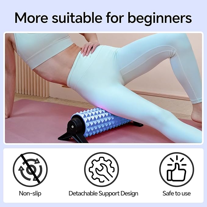 Foam Roller with Detachable Stand, 18” Deep Tissue Massage Roller, Beginner-Friendly Support Design for Muscle Recovery, Home Workout & Fitness - Purple