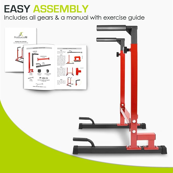 ProsourceFit Dip Stand Station, Heavy Duty Ultimate Body Press Bar with Safety Connector for Tricep Dips