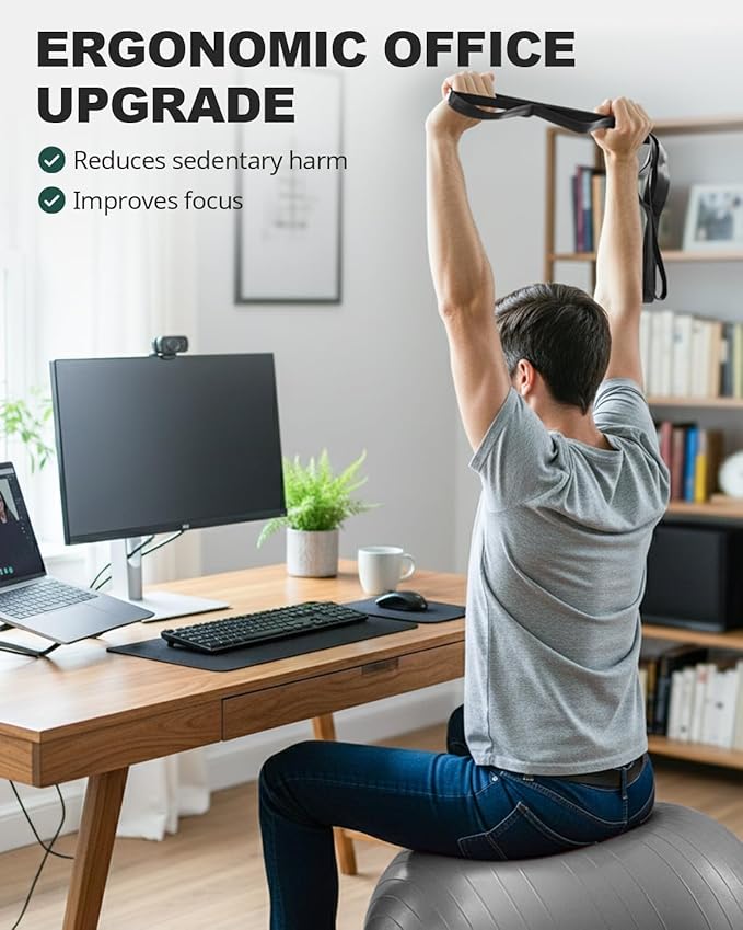 Trideer Exercise Ball Yoga Ball,Office Seating & Balance Ball Chair, Stability Ball for Pilates, Physical Therapy,Core Training & Balance Improvement & Stretching