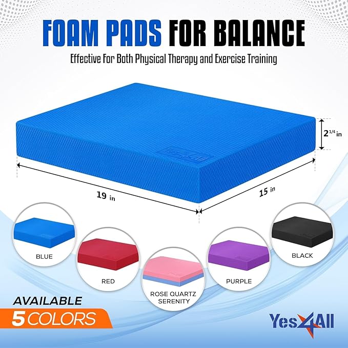 Yes4All Wood Slant board & Balance board (2in1) + Balance Pad XL Blue Physical Therapy, Yoga & Stability Training Balance Mat