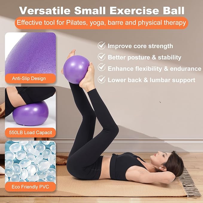 Tsikavo Pilates Ring, Pilates Ring Circle and Ball Set, 12 Inch Magic Circle Pilates Ring,9 Inch Small Exercise Ball,Resistance Bands Set, Home Pilates Equipment for Women