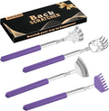XKOS 4 Pack Different Back Scratcher Portable Telescoping with Rubber Handles, Extendable Metal Back Massager Tool with Beautiful Box, Stocking Stuffers for Men Women Adults (Purple)