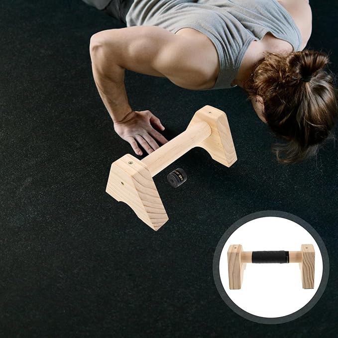 Cabilock Wooden Push up Bars Parallettes Push up Handles Beech Wood Pair 30cm Gymnastic Pushup Stands for Men Women Calisthenics Strength Training Equipment