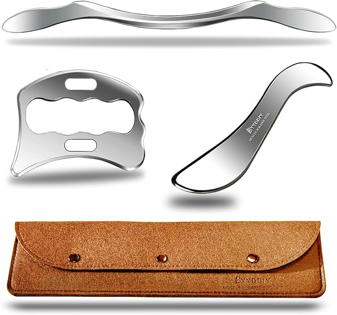 BYYDDIY Stainless Steel Gua Sha Muscle Scraper Tools Kit, Scraping Massage Tool,Massage Scraper Tools for Physical Therapy (M-SD2)
